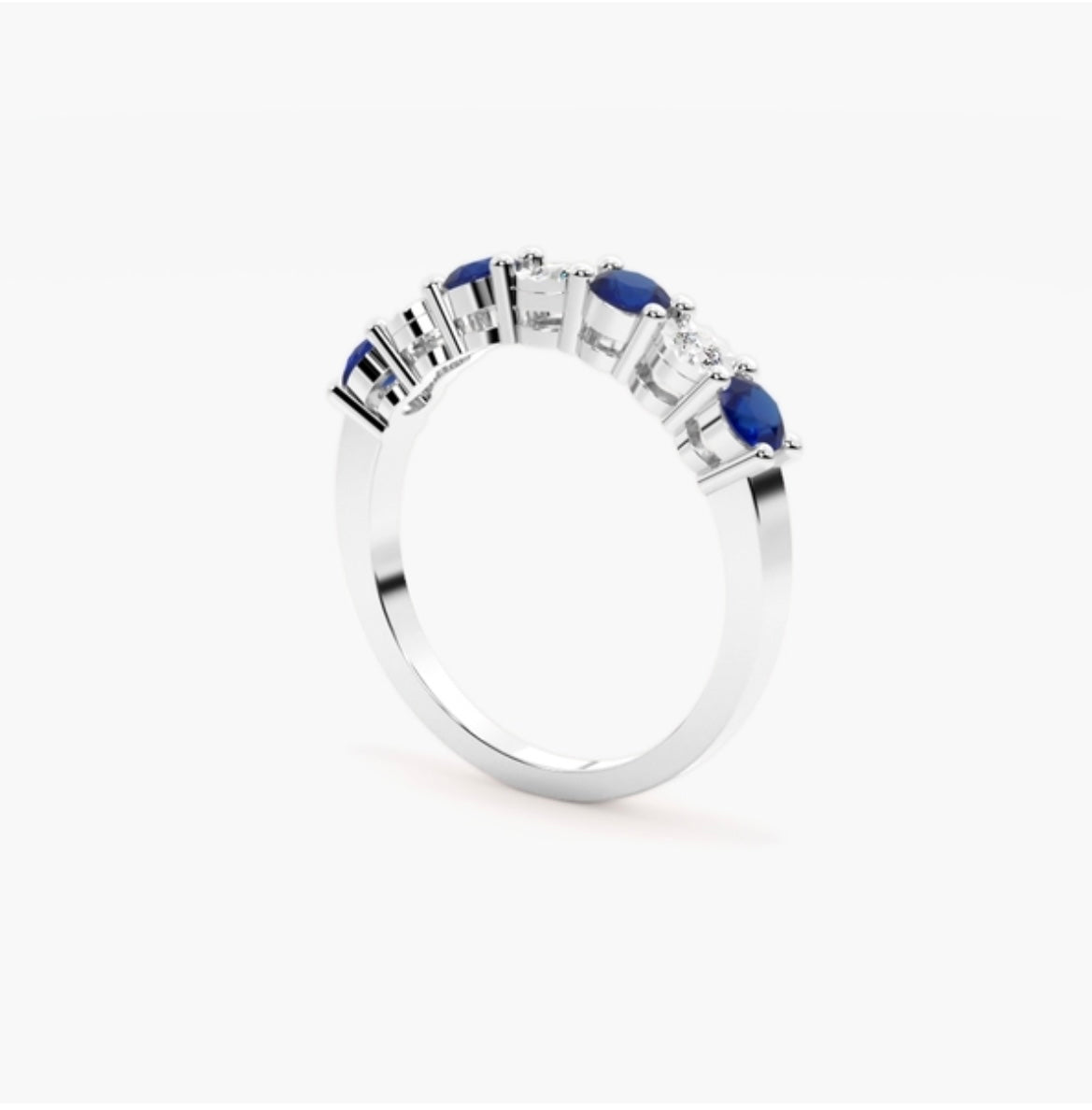 4mm Lab Grown Diamond & Natural Blue Sapphire Claw Set Eternity Band