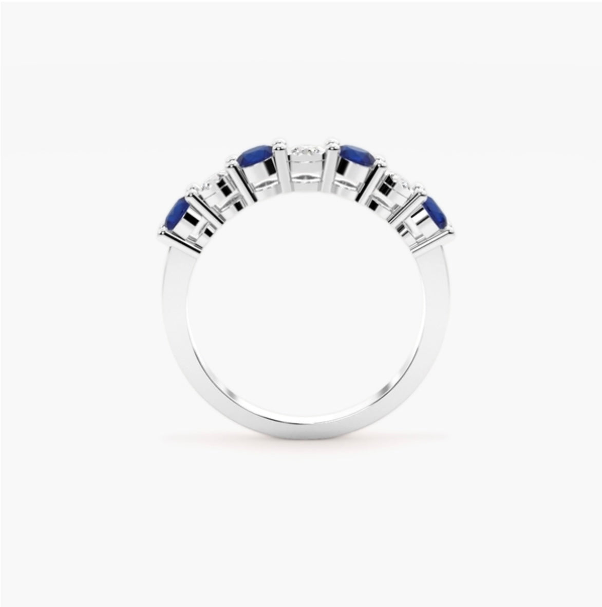 4mm Lab Grown Diamond & Natural Blue Sapphire Claw Set Eternity Band