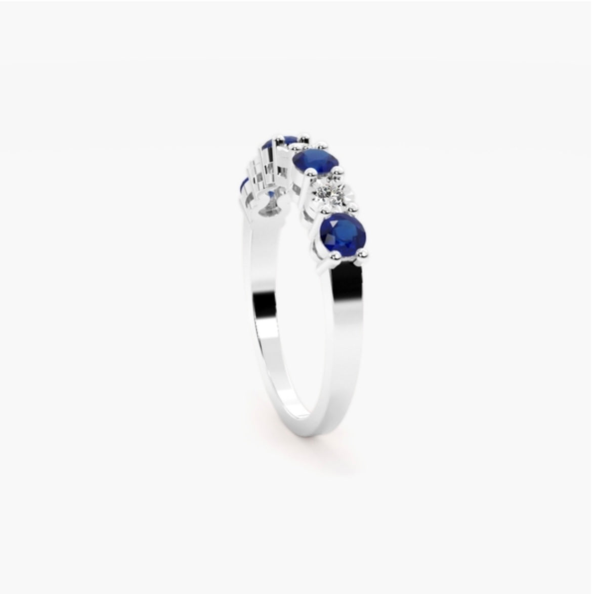 4mm Lab Grown Diamond & Natural Blue Sapphire Claw Set Eternity Band