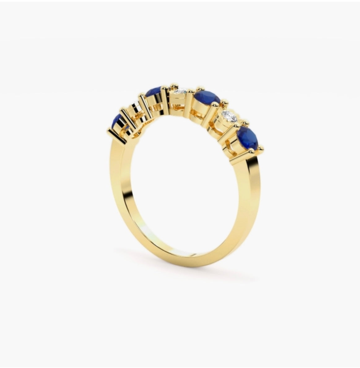 4mm Lab Grown Diamond & Natural Blue Sapphire Claw Set Eternity Band
