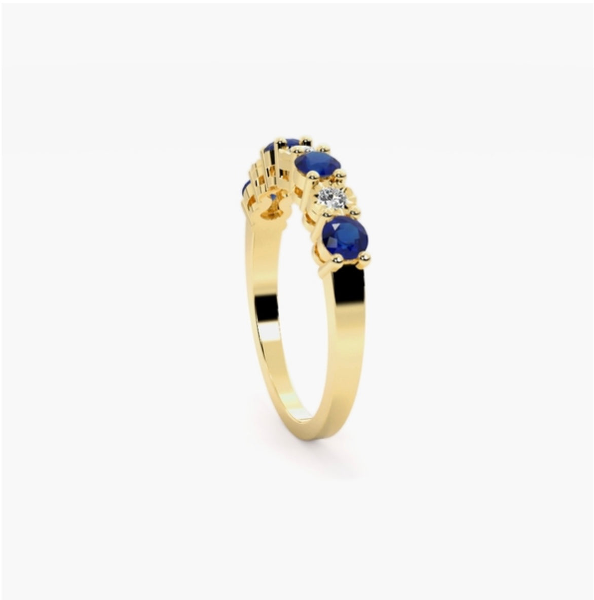 4mm Lab Grown Diamond & Natural Blue Sapphire Claw Set Eternity Band