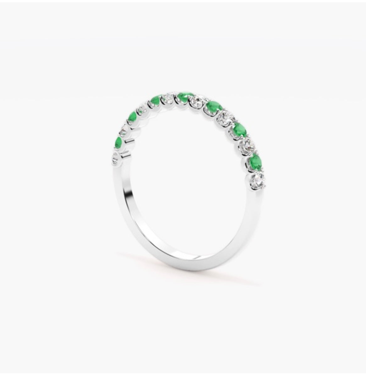 4mm Lab Grown Diamond & Natural Emerald Micro Pavé Eternity Band