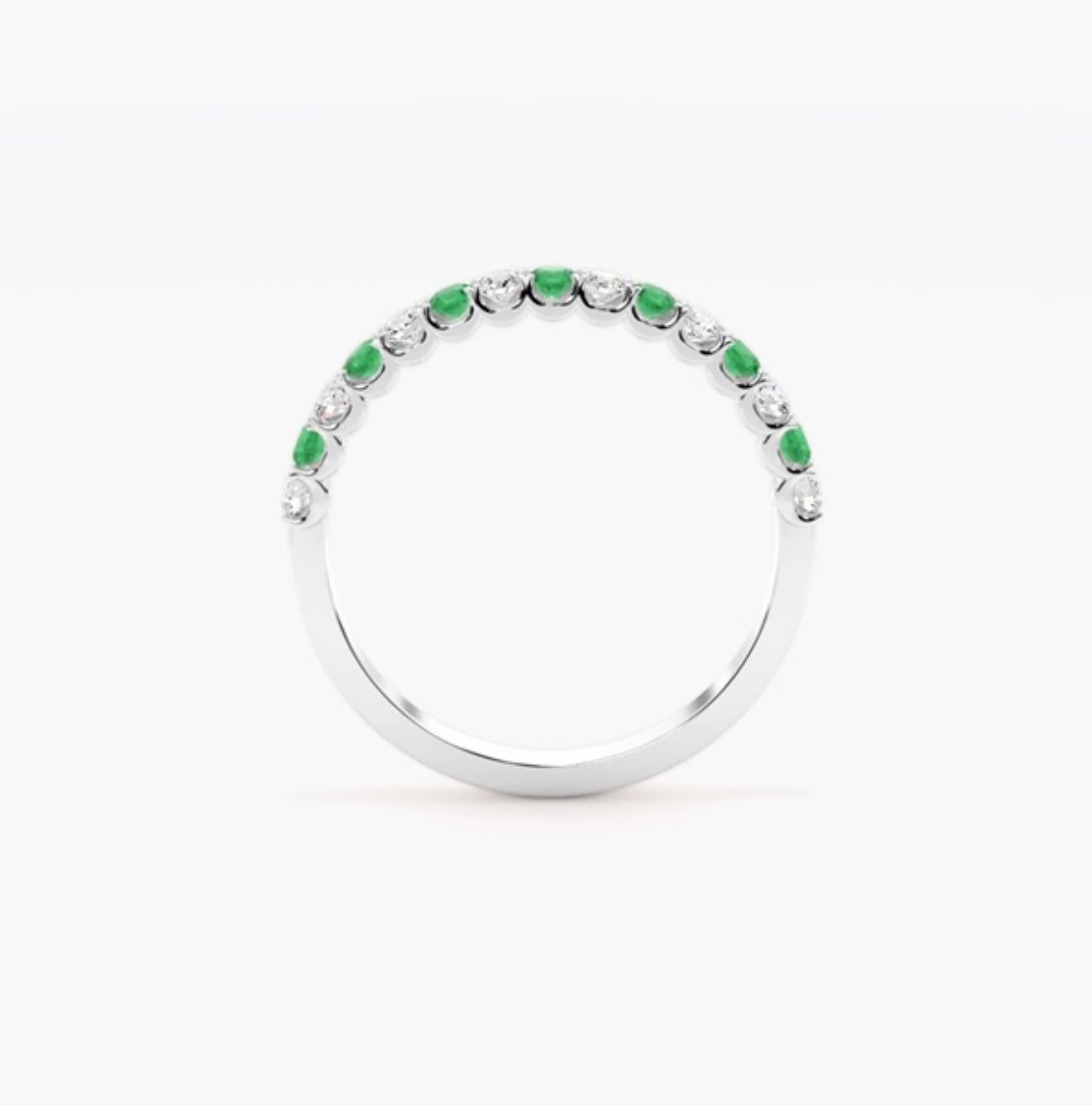 4mm Lab Grown Diamond & Natural Emerald Micro Pavé Eternity Band