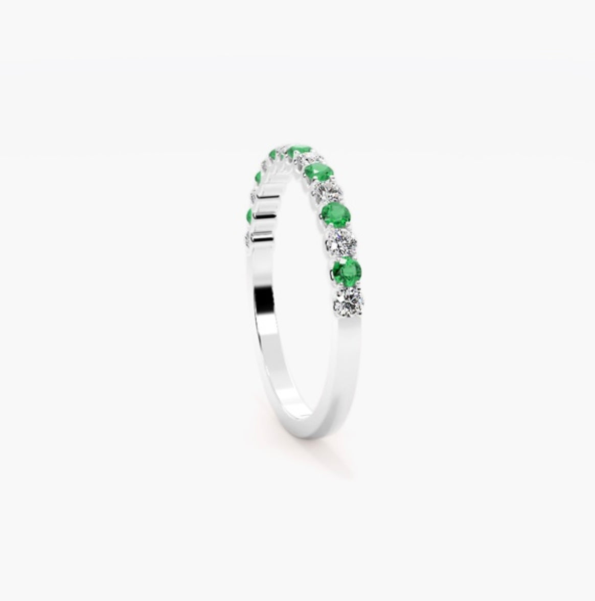 4mm Lab Grown Diamond & Natural Emerald Micro Pavé Eternity Band