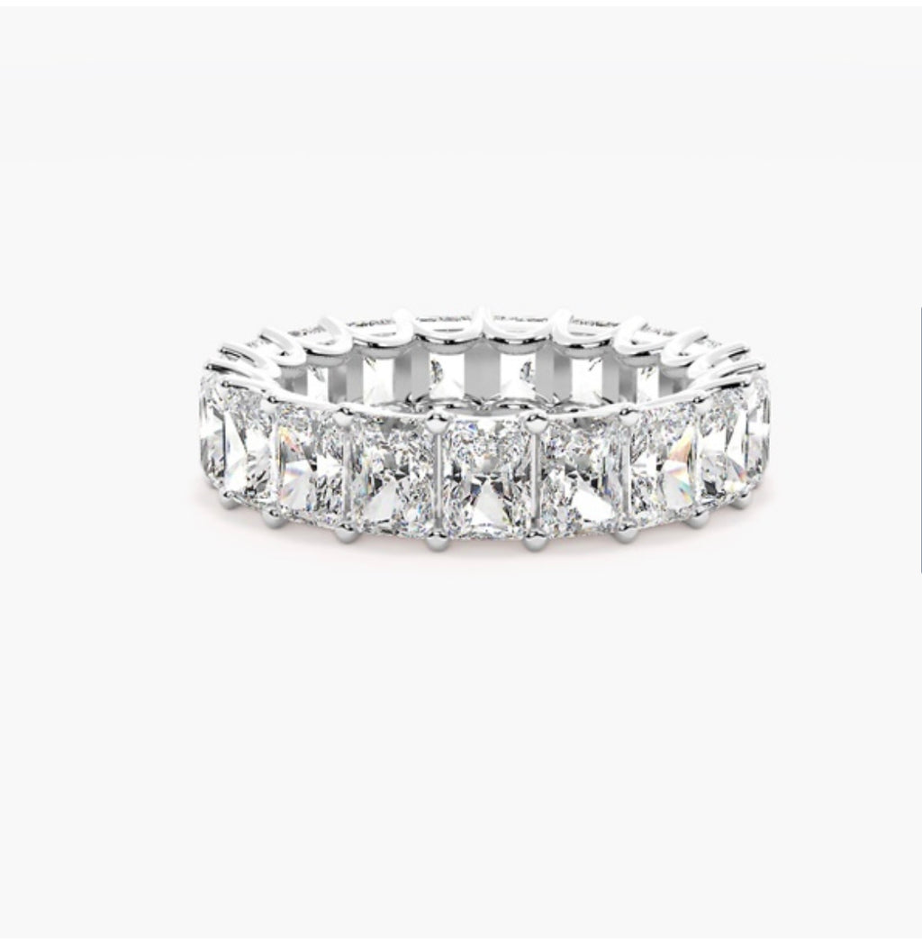 4mm Lab Grown Radiant Cut Diamond Claw Set Eternity Band – 5.00ct