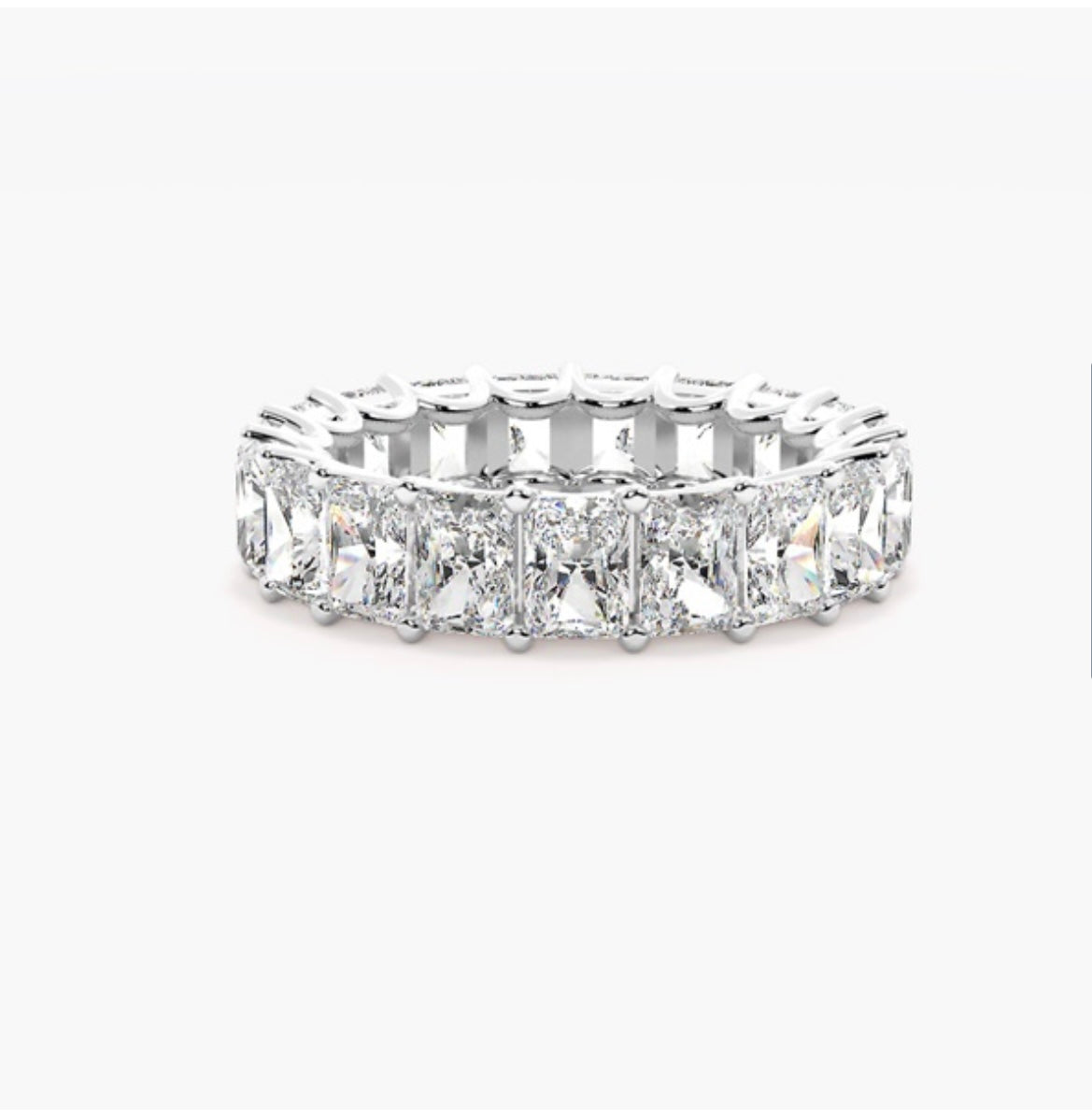 4mm Lab Grown Radiant Cut Diamond Claw Set Eternity Band – 5.00ct