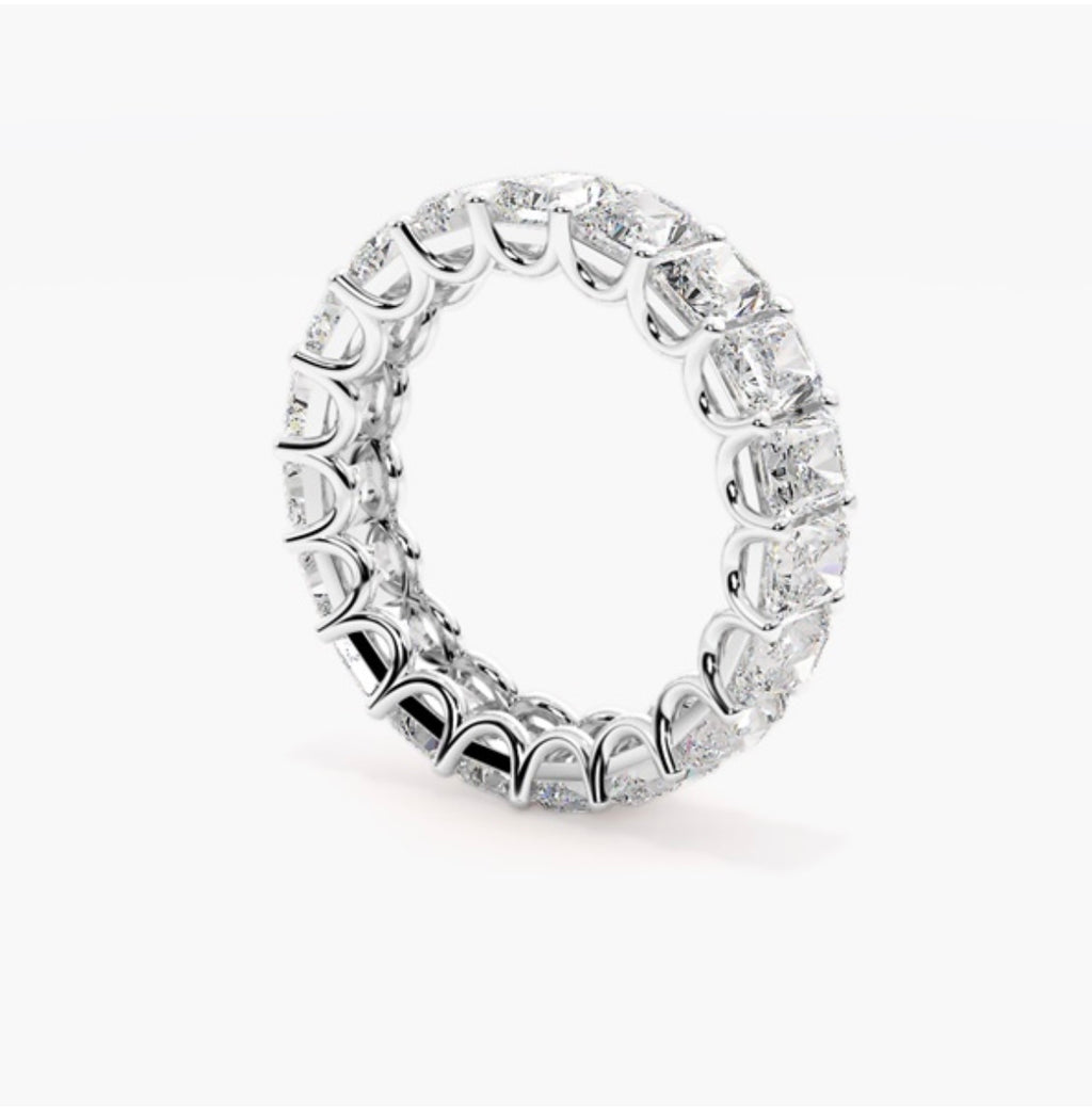 4mm Lab Grown Radiant Cut Diamond Claw Set Eternity Band – 5.00ct