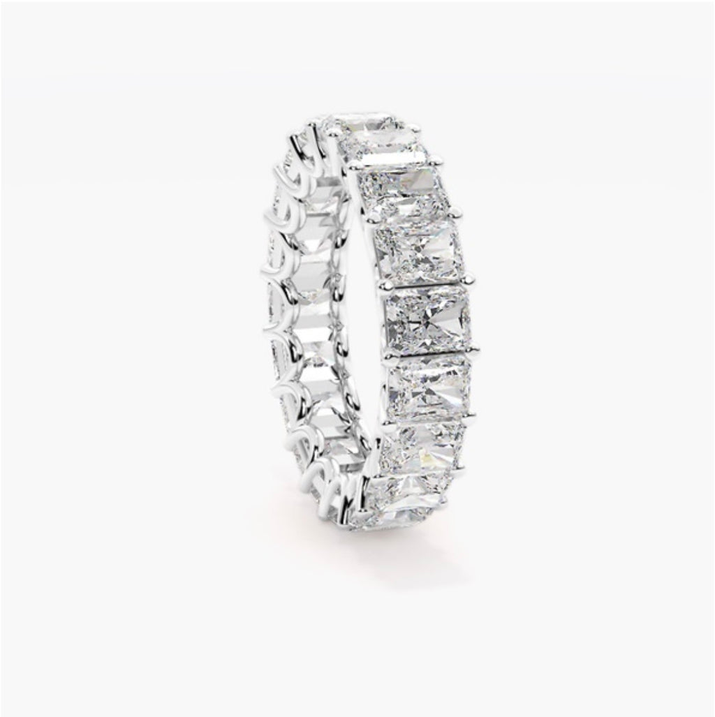 4mm Lab Grown Radiant Cut Diamond Claw Set Eternity Band – 5.00ct
