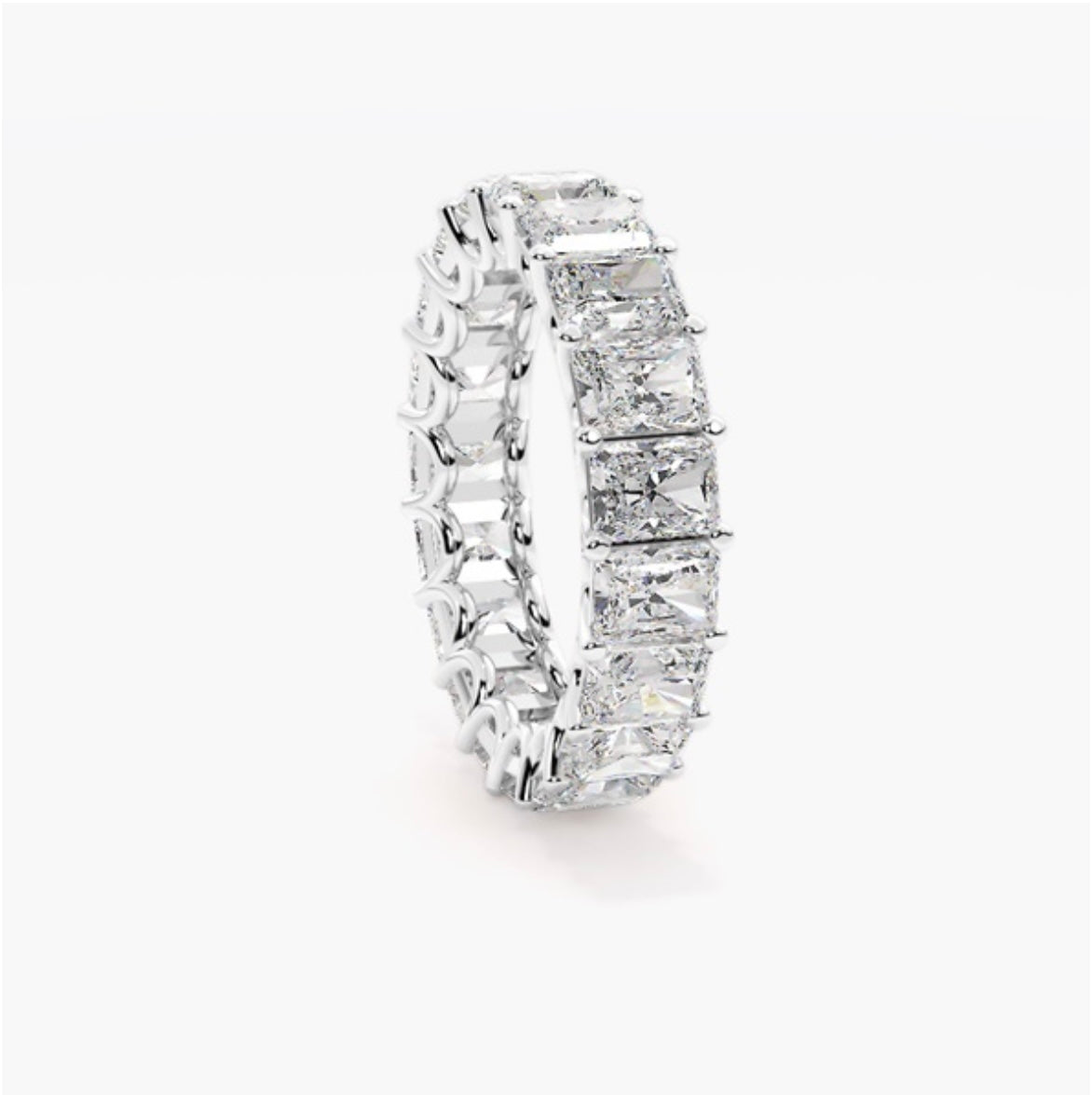 4mm Lab Grown Radiant Cut Diamond Claw Set Eternity Band – 5.00ct