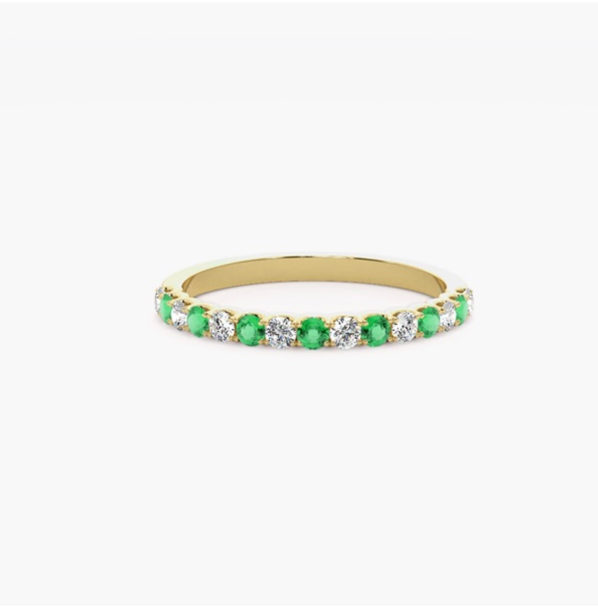 4mm Lab Grown Diamond & Natural Emerald Micro Pavé Eternity Band