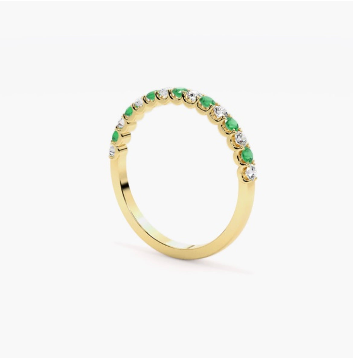 4mm Lab Grown Diamond & Natural Emerald Micro Pavé Eternity Band