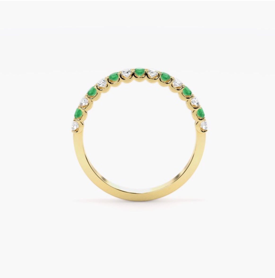 4mm Lab Grown Diamond & Natural Emerald Micro Pavé Eternity Band