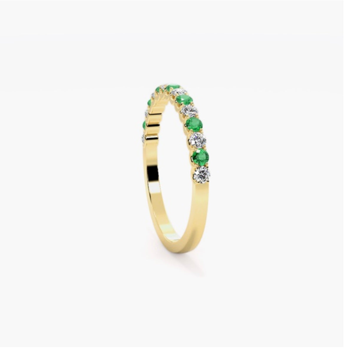 4mm Lab Grown Diamond & Natural Emerald Micro Pavé Eternity Band