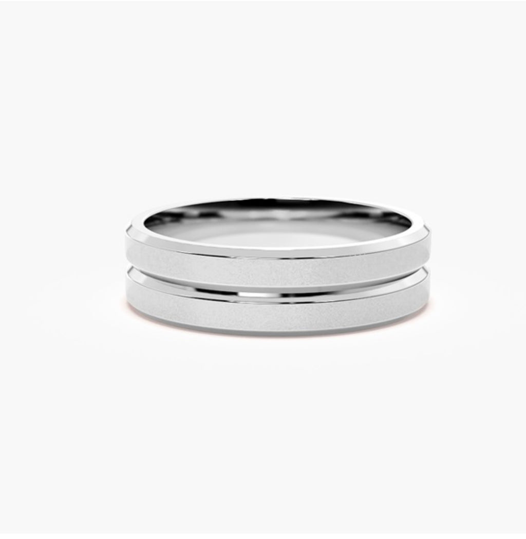5mm Classic Flat Court Pattern Design Wedding Band – Matt & Polished Finish