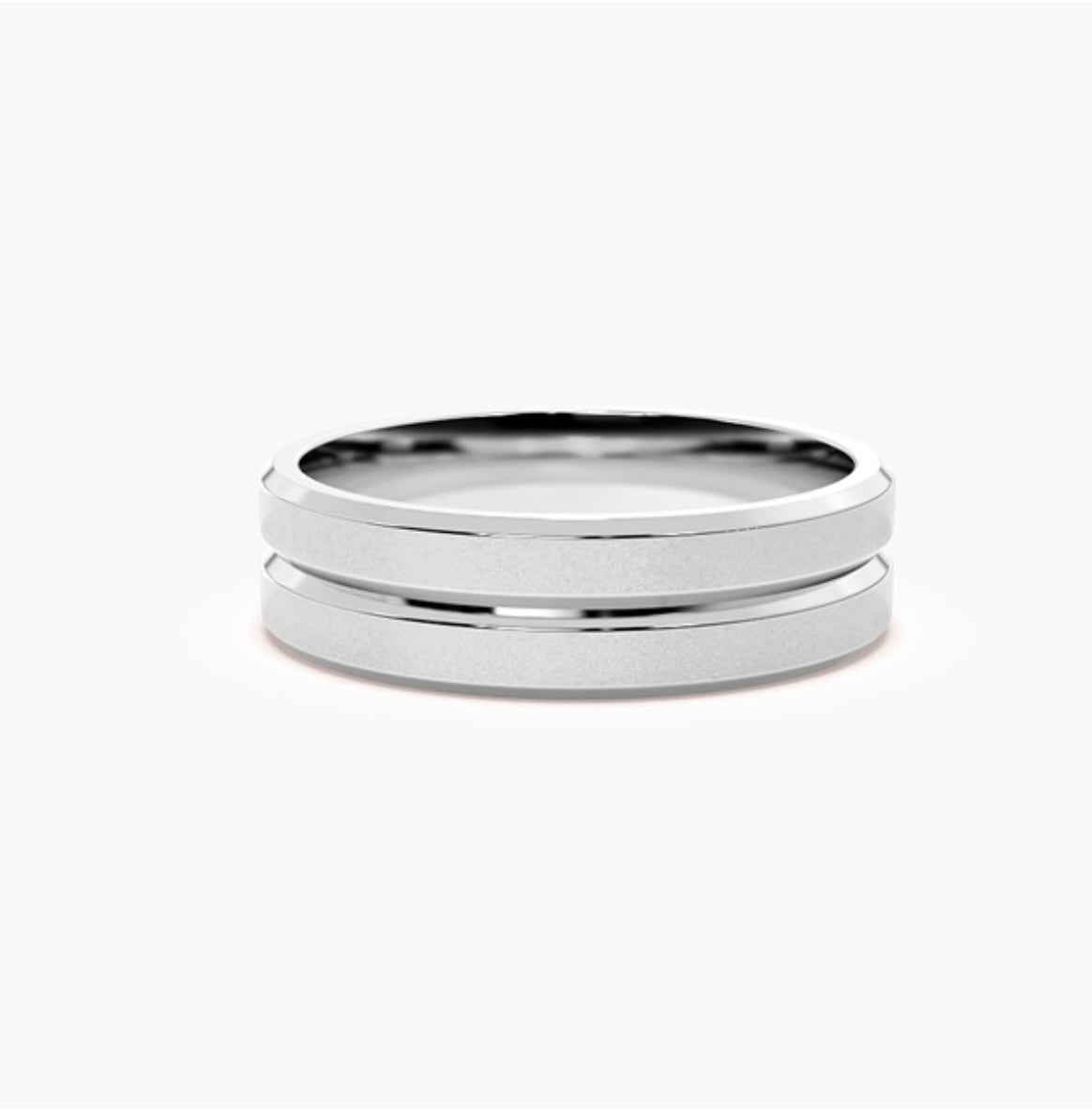 5mm Classic Flat Court Pattern Design Wedding Band – Matt & Polished Finish