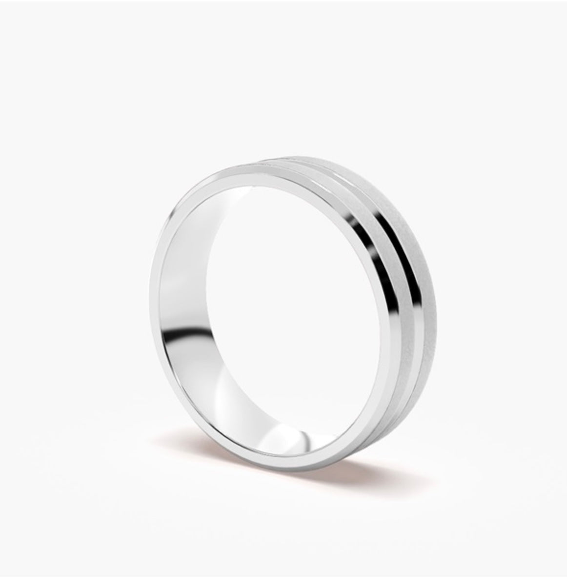 5mm Classic Flat Court Pattern Design Wedding Band – Matt & Polished Finish