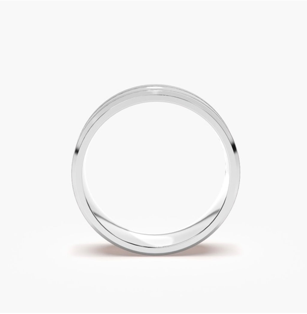 5mm Classic Flat Court Pattern Design Wedding Band – Matt & Polished Finish