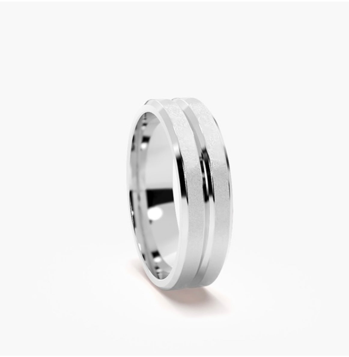 5mm Classic Flat Court Pattern Design Wedding Band – Matt & Polished Finish