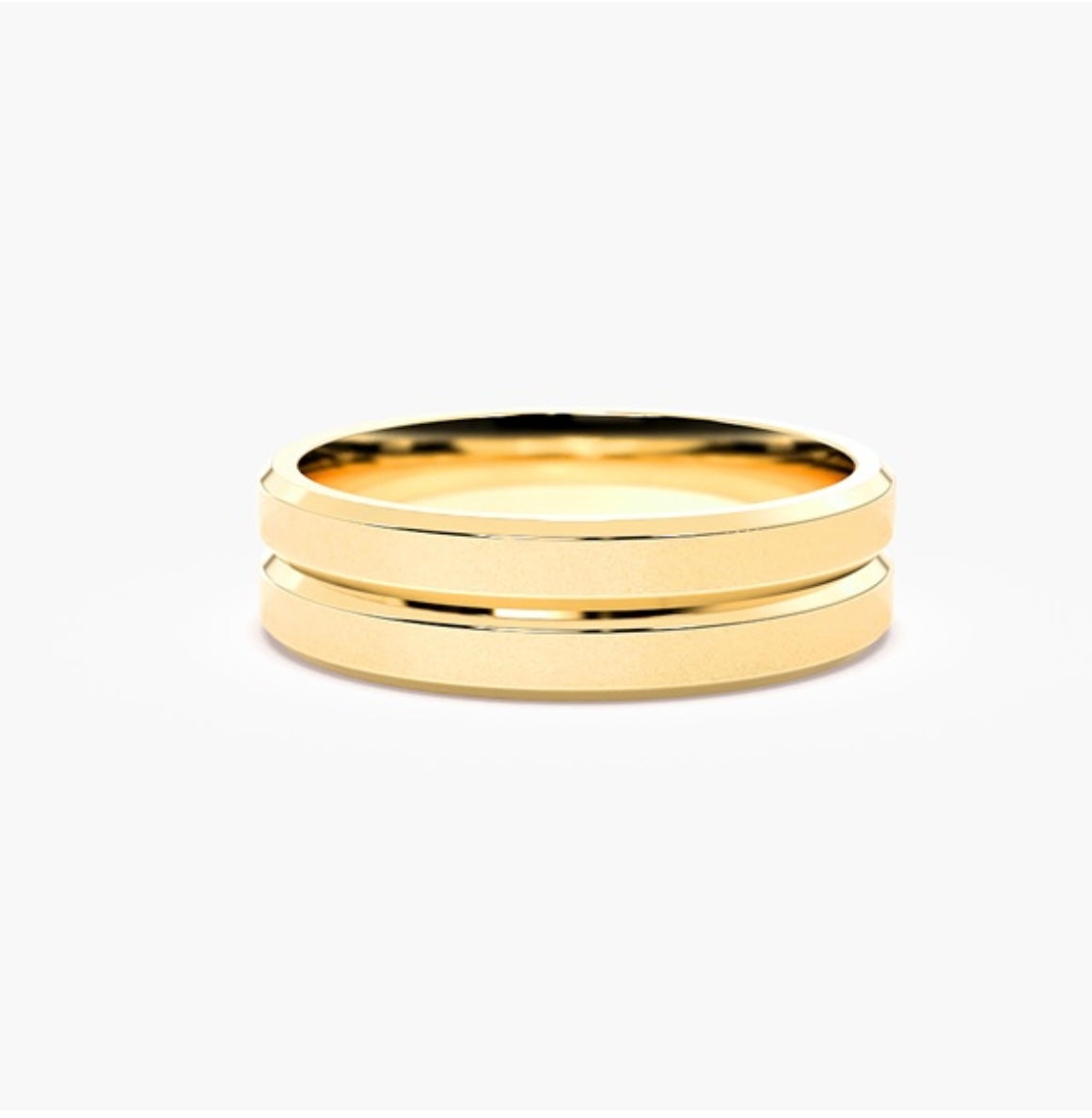 5mm Classic Flat Court Pattern Design Wedding Band – Matt & Polished Finish