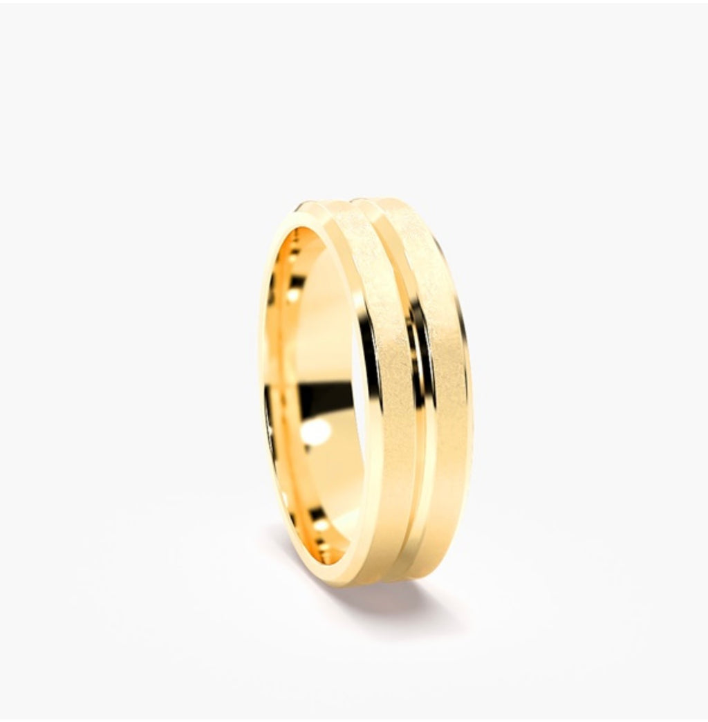 5mm Classic Flat Court Pattern Design Wedding Band – Matt & Polished Finish