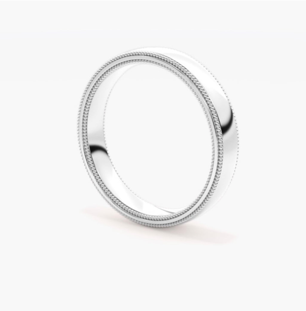 5mm Classic Court Pattern Design Wedding Band – Millgrain Edges