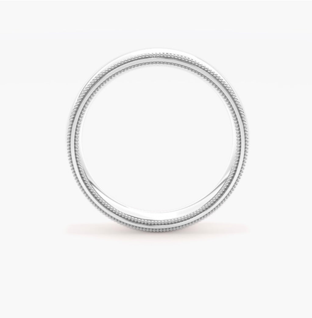 5mm Classic Court Pattern Design Wedding Band – Millgrain Edges