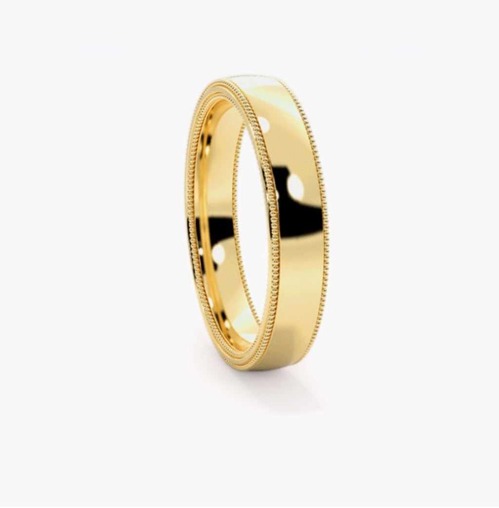 5mm Classic Court Pattern Design Wedding Band – Millgrain Edges