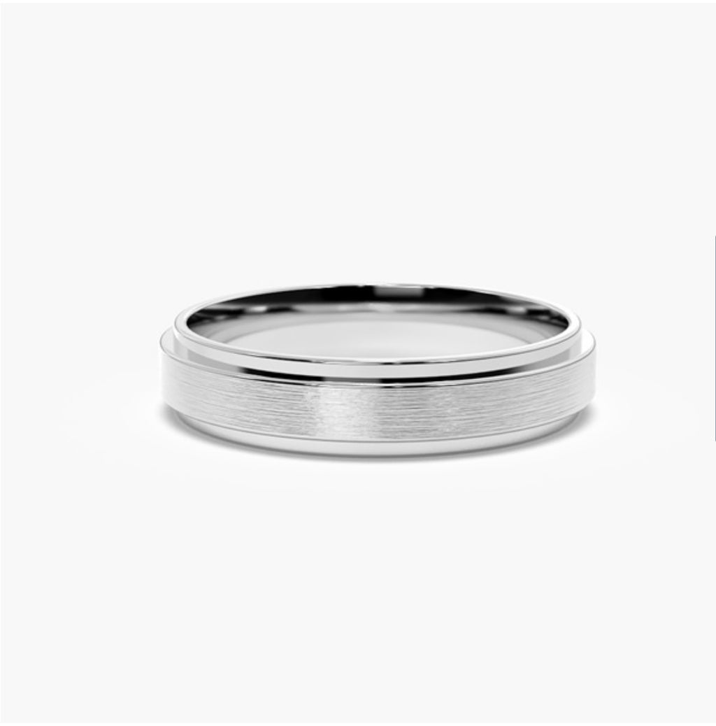 5mm Classic Flat Court Pattern Design Wedding Band – Brushed & Polished Finish