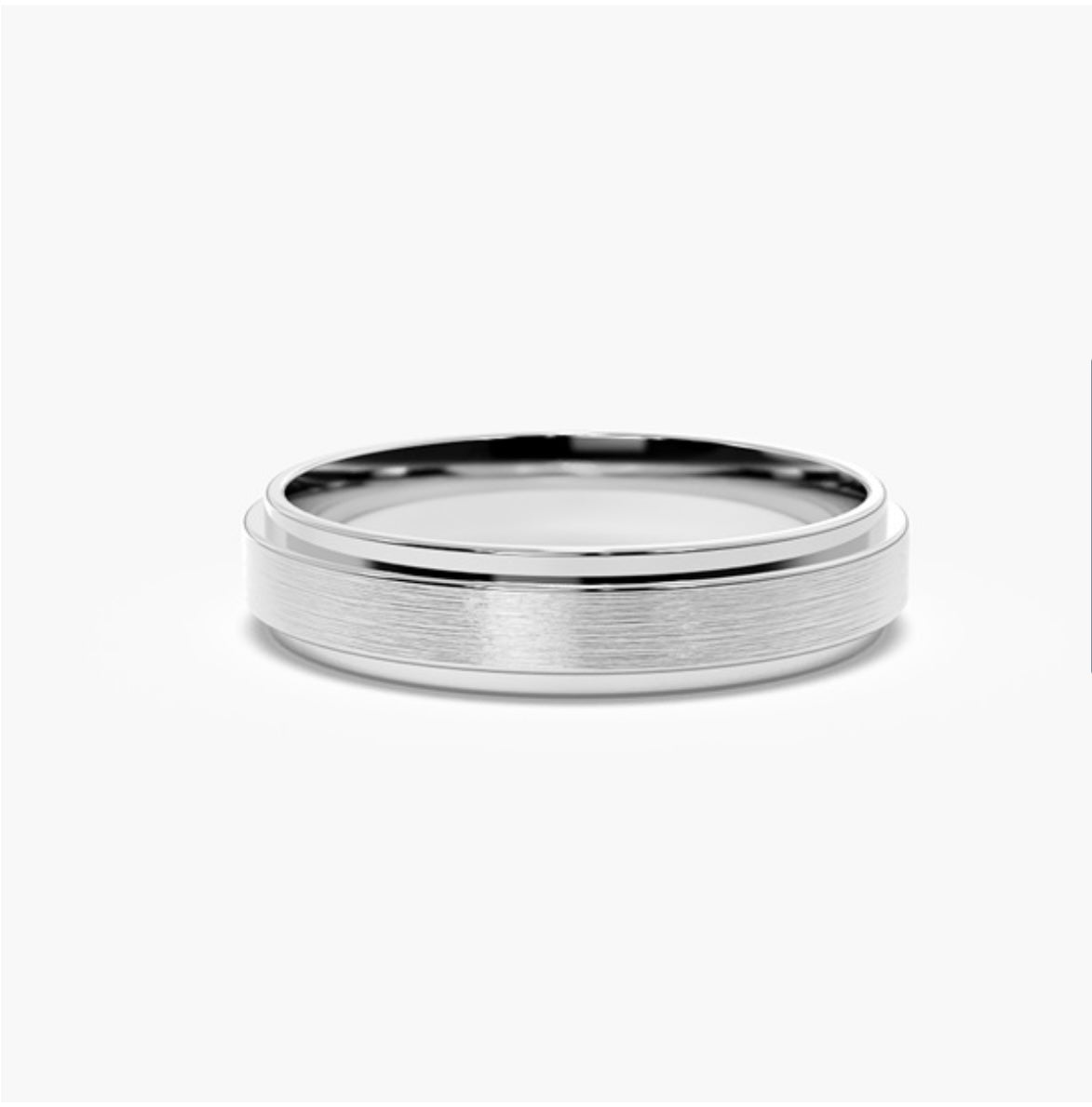 5mm Classic Flat Court Pattern Design Wedding Band – Brushed & Polished Finish