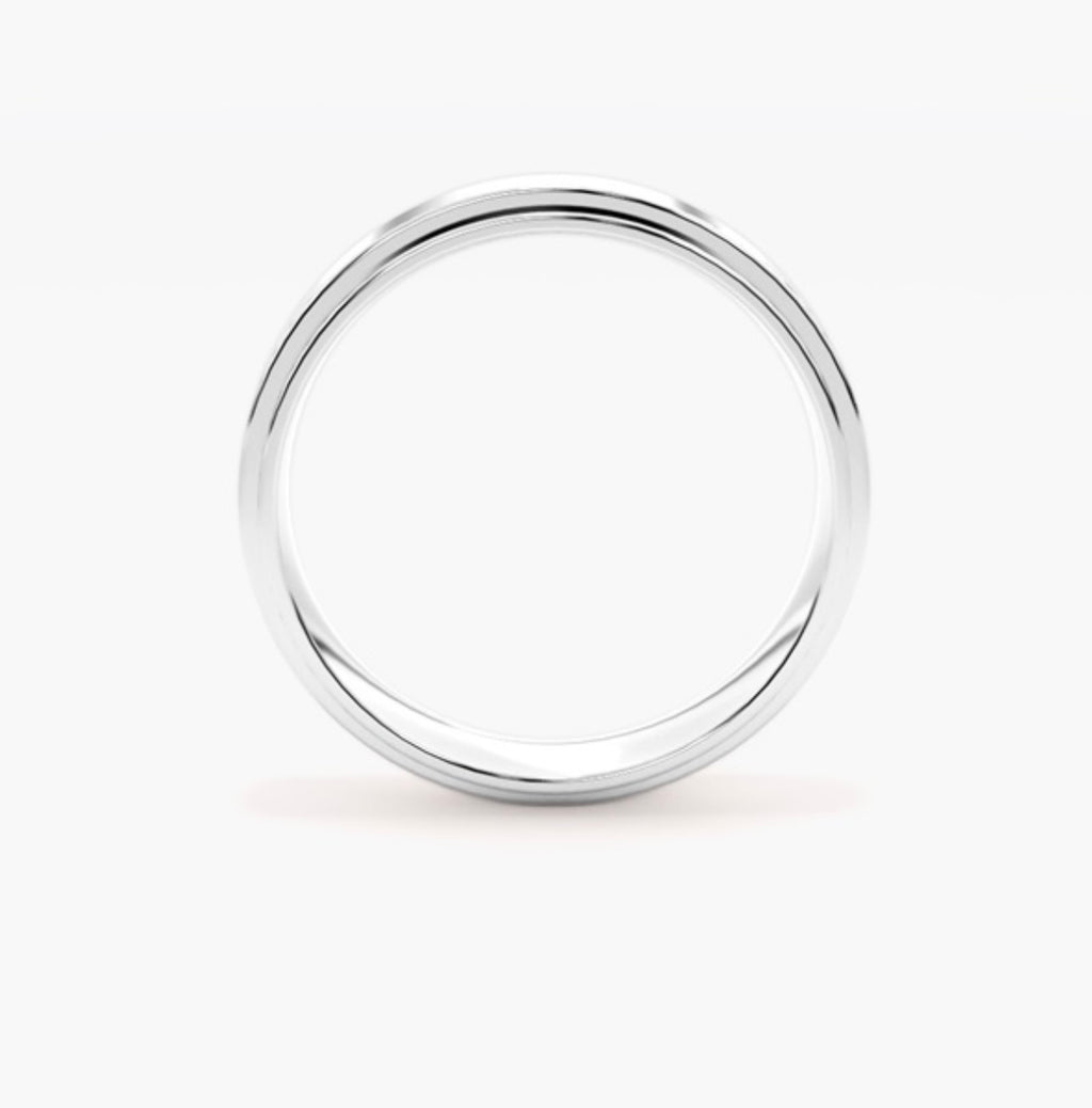 5mm Classic Flat Court Pattern Design Wedding Band – Brushed & Polished Finish