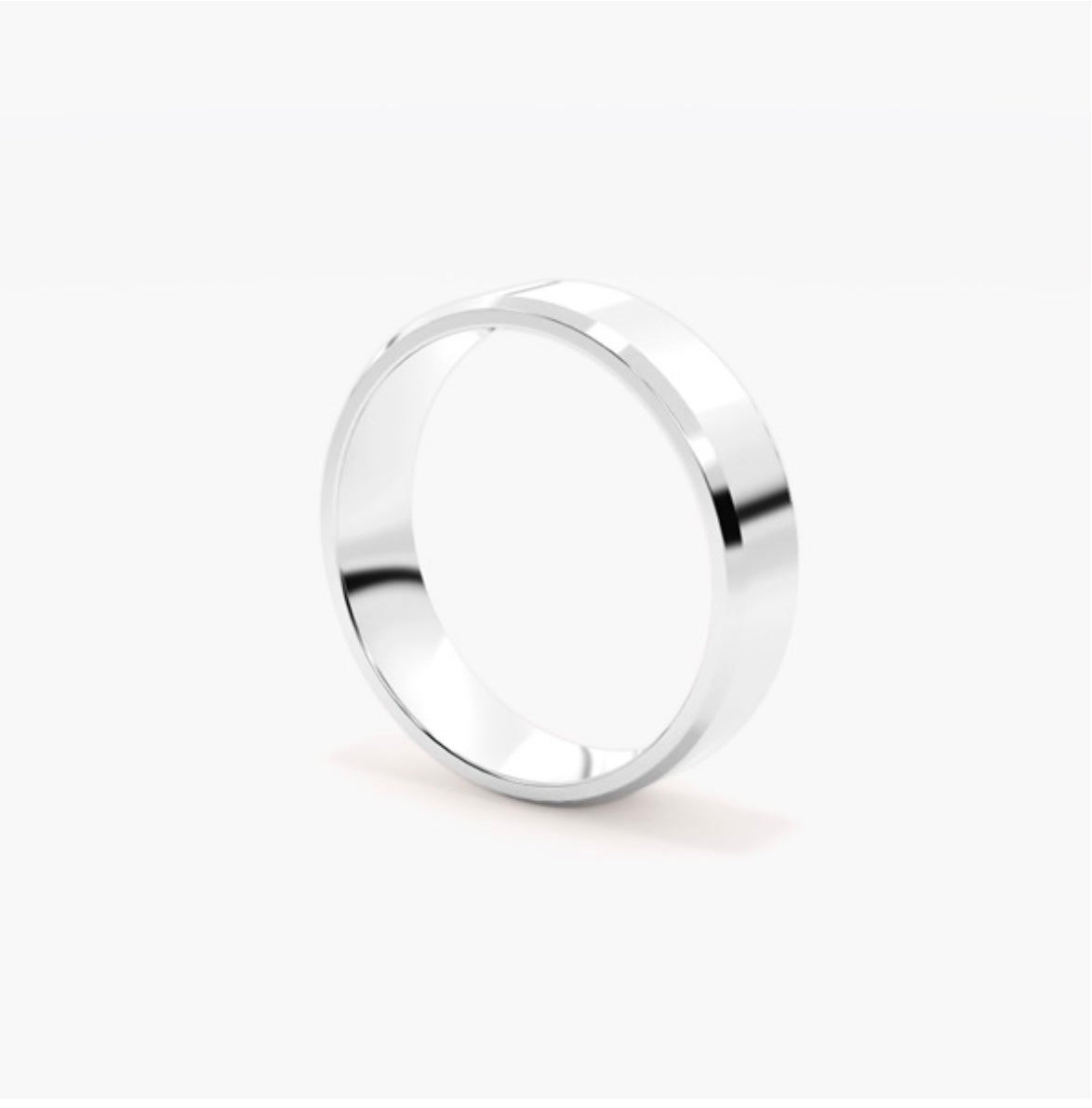 6mm Classic Flat Court Pattern Design Wedding Band – Bevelled Edges & Brushed Finish
