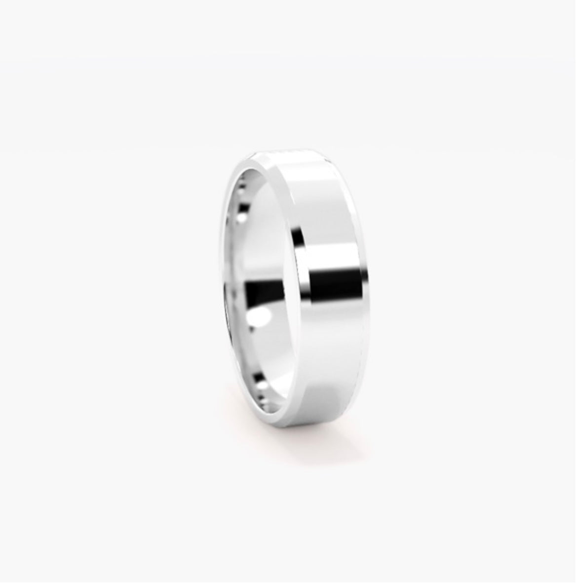 6mm Classic Flat Court Pattern Design Wedding Band – Bevelled Edges & Brushed Finish