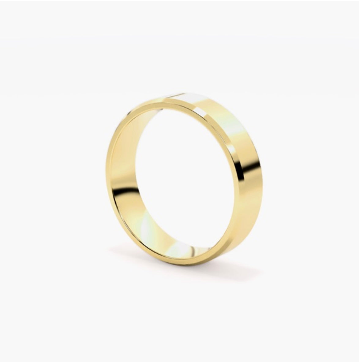 6mm Classic Flat Court Pattern Design Wedding Band – Bevelled Edges & Brushed Finish