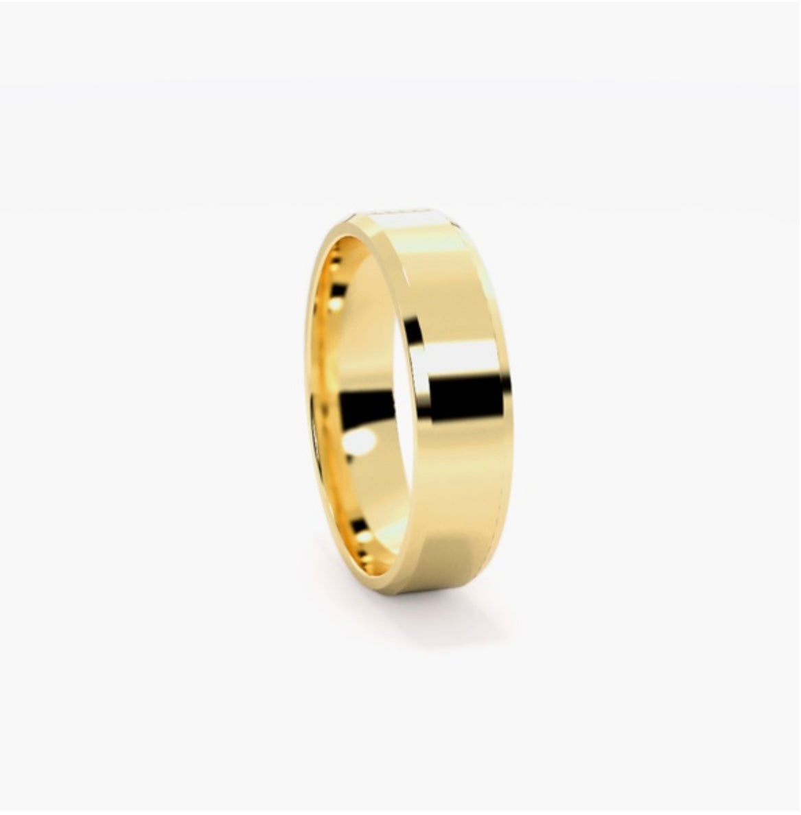 6mm Classic Flat Court Pattern Design Wedding Band – Bevelled Edges & Brushed Finish