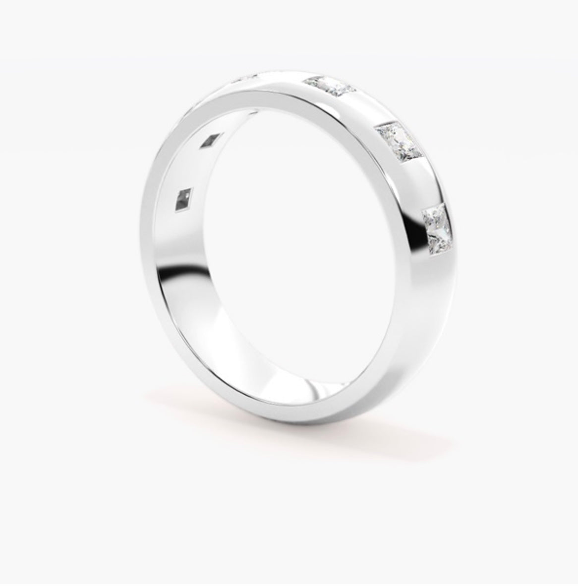 6mm Classic Court Natural Diamond Flush Set Wedding Band – 1.50ct Total Princess Cut