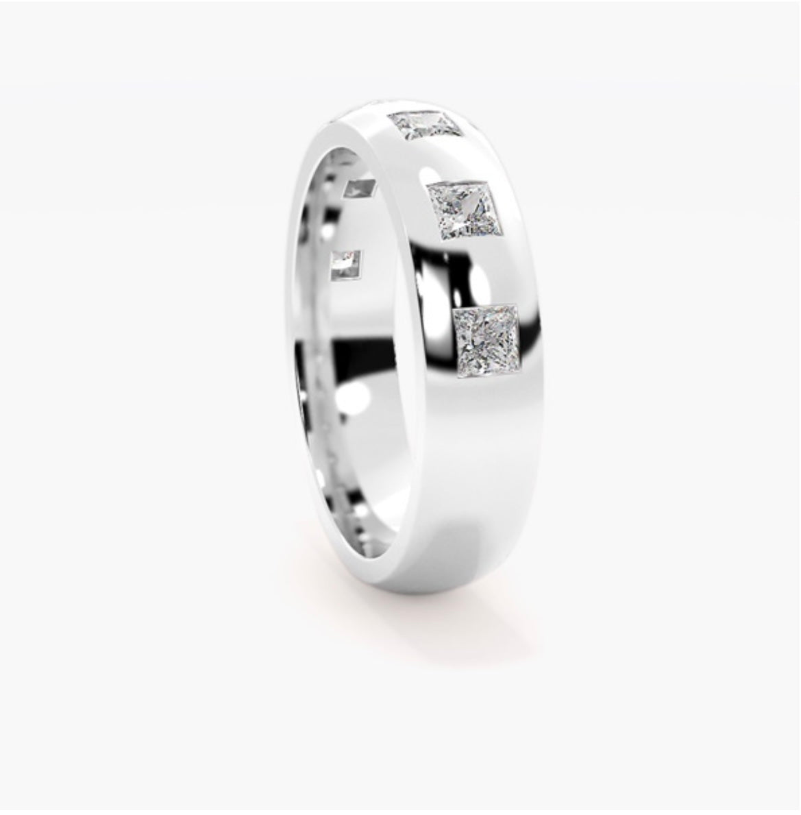 6mm Classic Court Natural Diamond Flush Set Wedding Band – 1.50ct Total Princess Cut