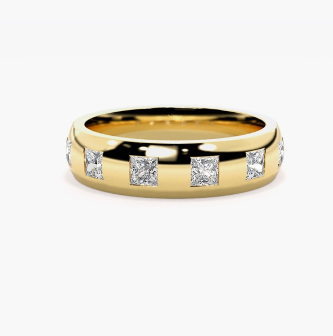 6mm Classic Court Natural Diamond Flush Set Wedding Band – 1.50ct Total Princess Cut