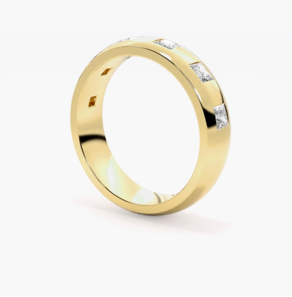 6mm Classic Court Natural Diamond Flush Set Wedding Band – 1.50ct Total Princess Cut