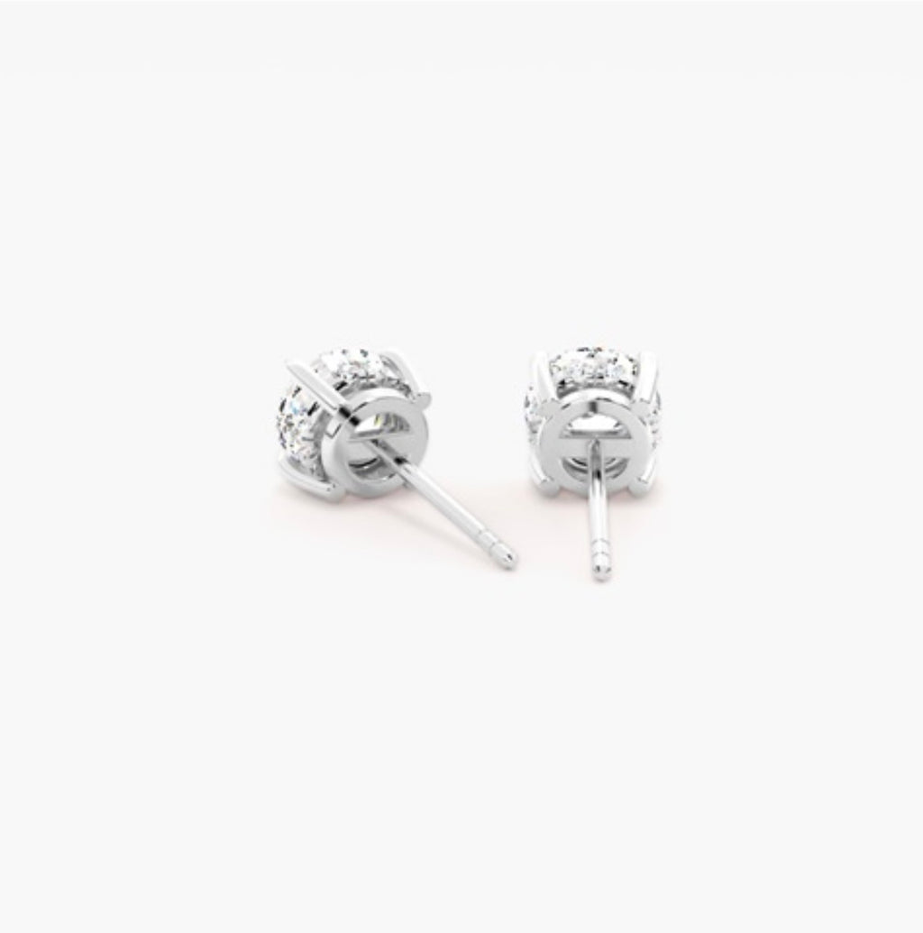 0.50ct Round Brilliant Diamond Stud Earrings – 4 Prong Basket Set