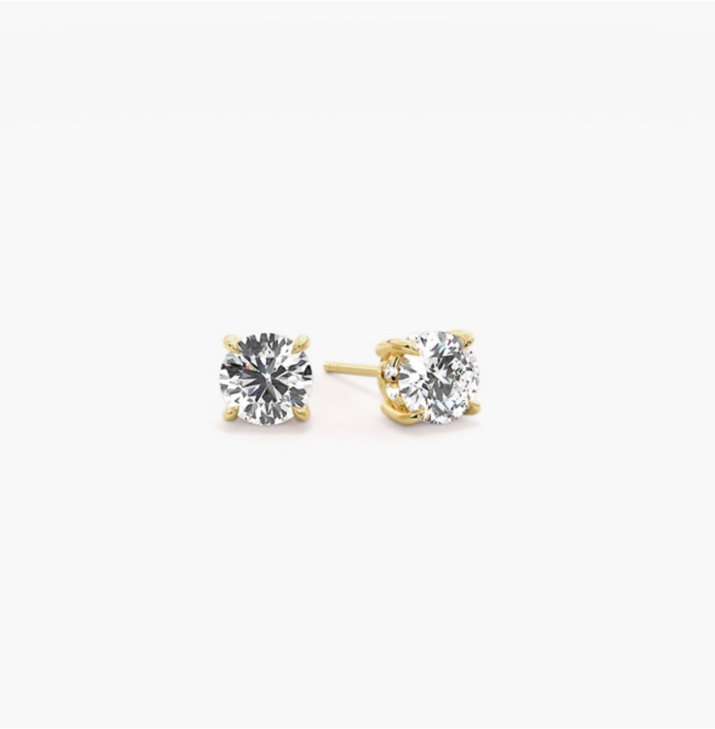 0.50ct Round Brilliant Diamond Stud Earrings – 4 Prong Basket Set