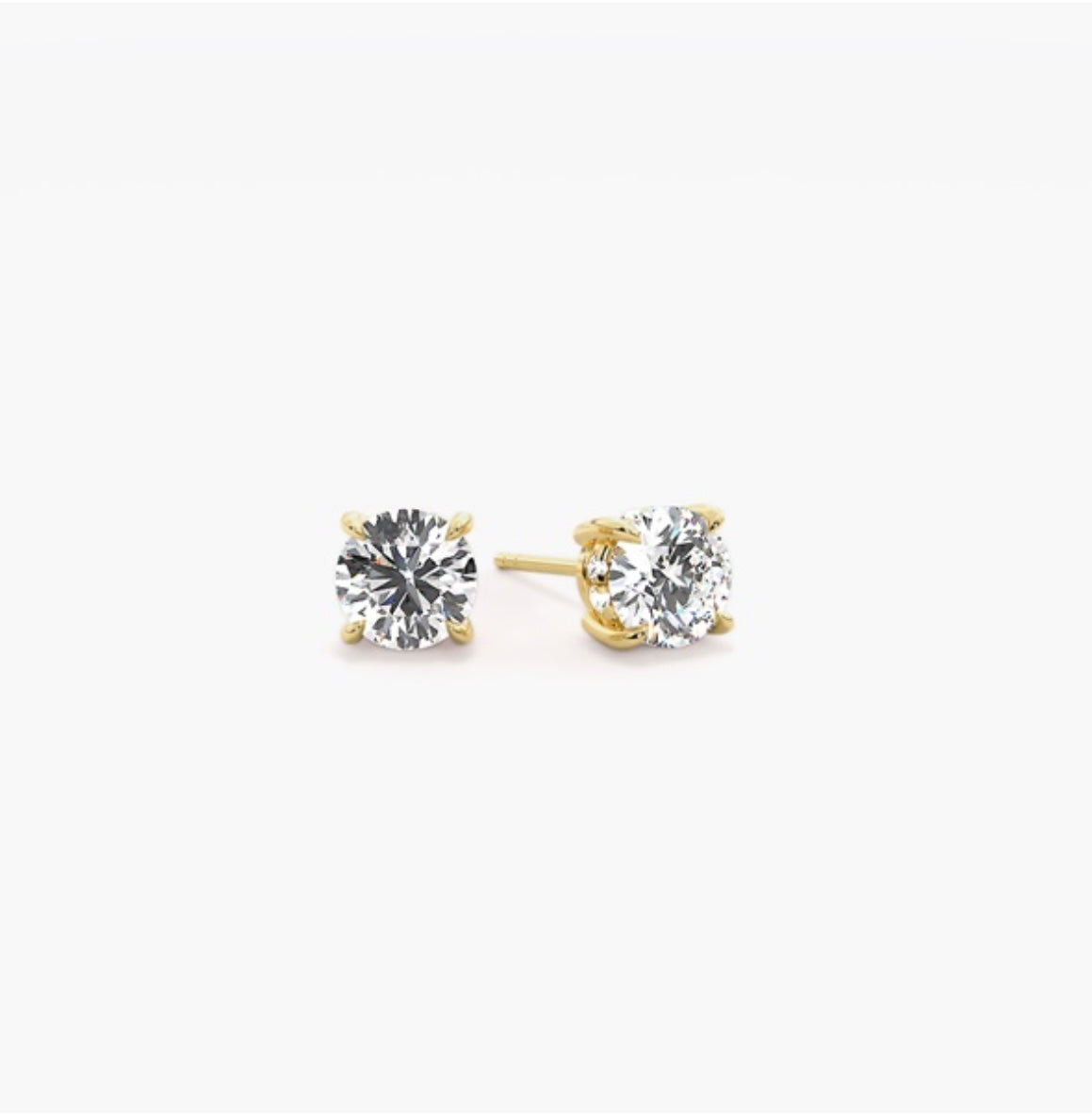0.50ct Round Brilliant Diamond Stud Earrings – 4 Prong Basket Set