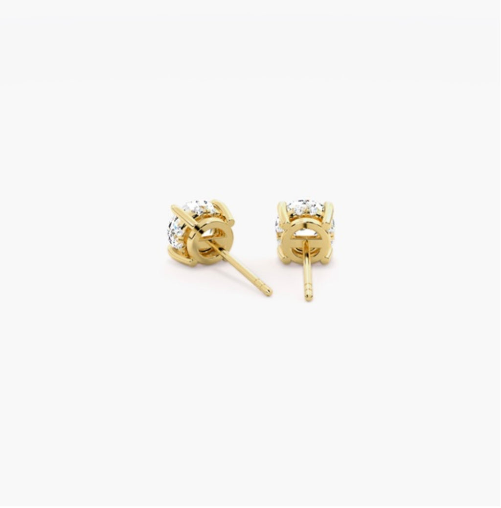 0.50ct Round Brilliant Diamond Stud Earrings – 4 Prong Basket Set