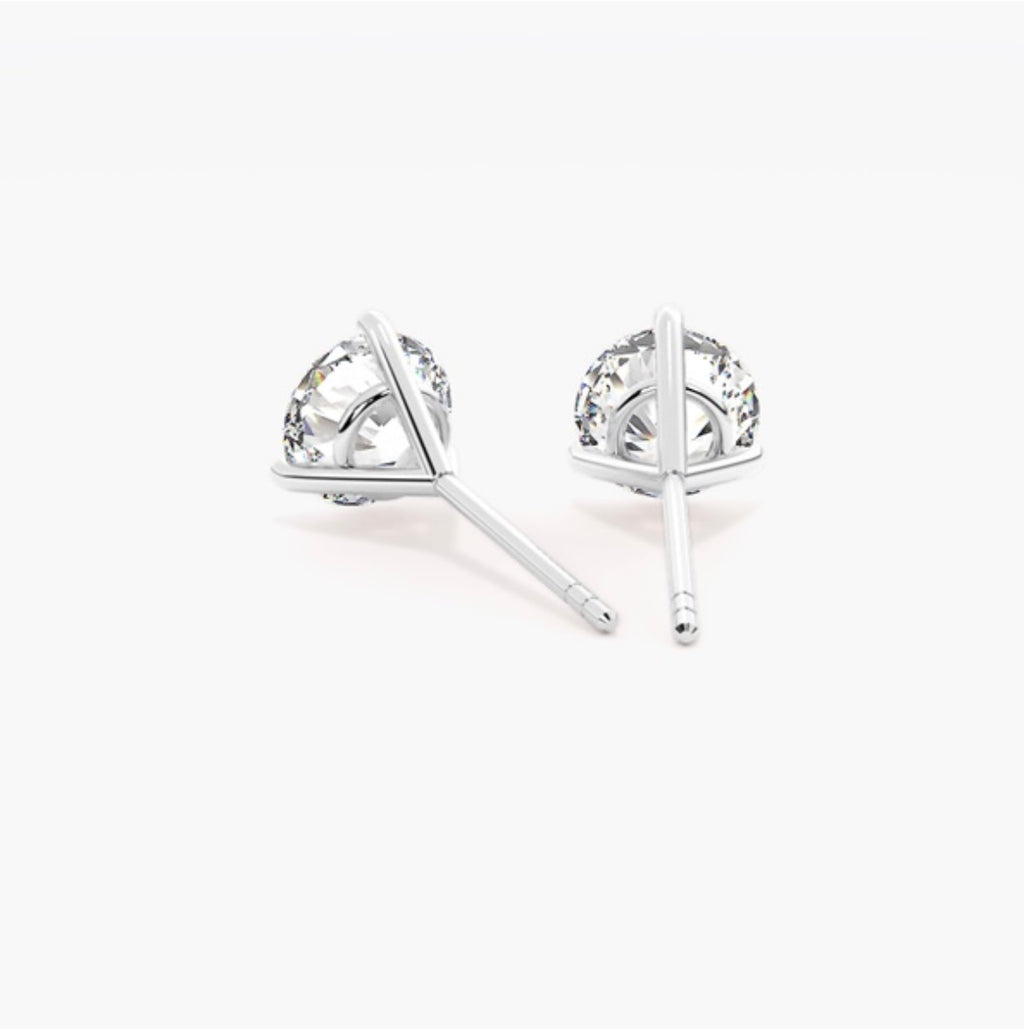 2.00ct Round Brilliant Diamond Stud Earrings – 3 Prong Setting