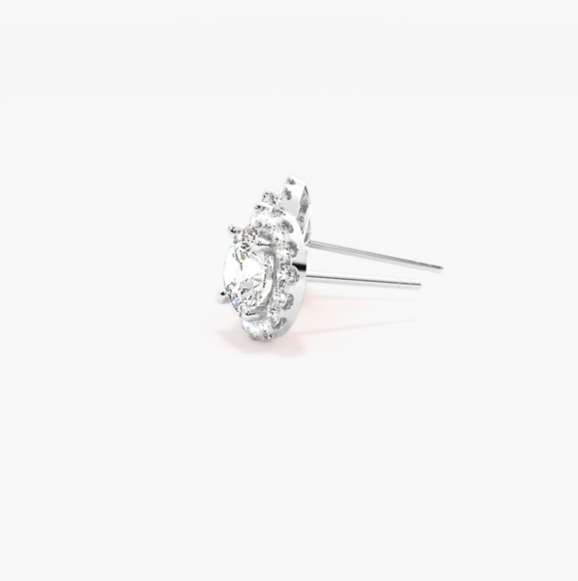 1.50ct Round Brilliant Diamond Halo Stud Earrings – 4 Prong Basket Set