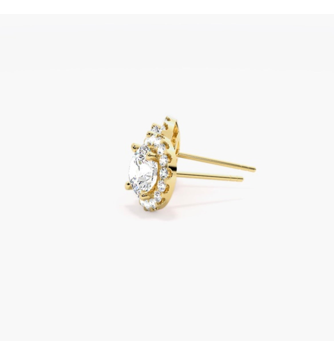 1.50ct Round Brilliant Diamond Halo Stud Earrings – 4 Prong Basket Set