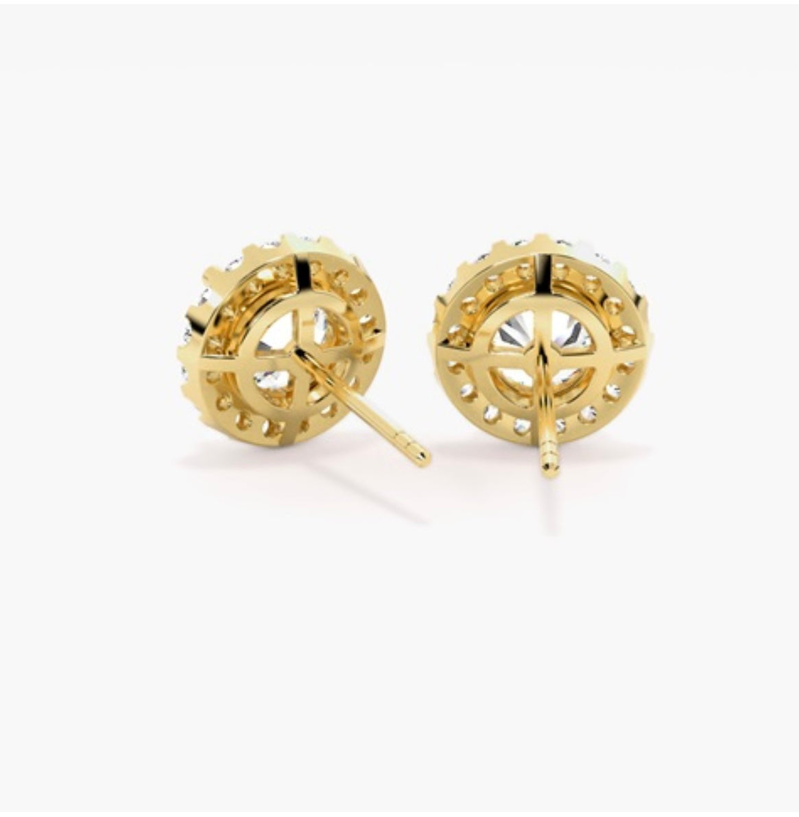 1.50ct Round Brilliant Diamond Halo Stud Earrings – 4 Prong Basket Set
