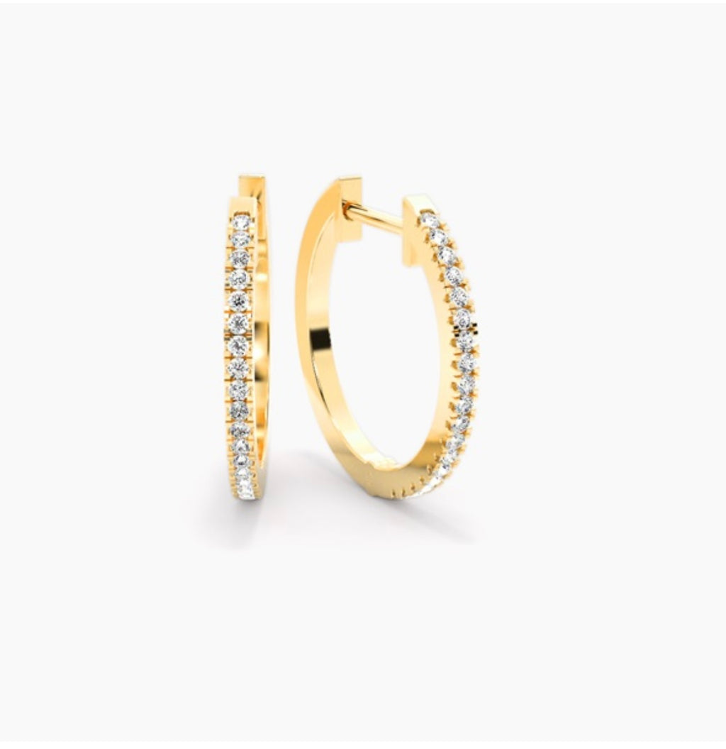 0.50ct Diamond Hoop Earrings – Pavé Set 20mm Diameter