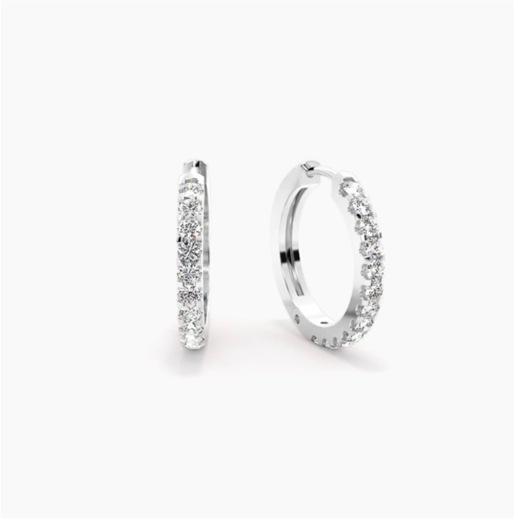 0.40ct Diamond Hoop Earrings – Pavé Set 10mm Diameter