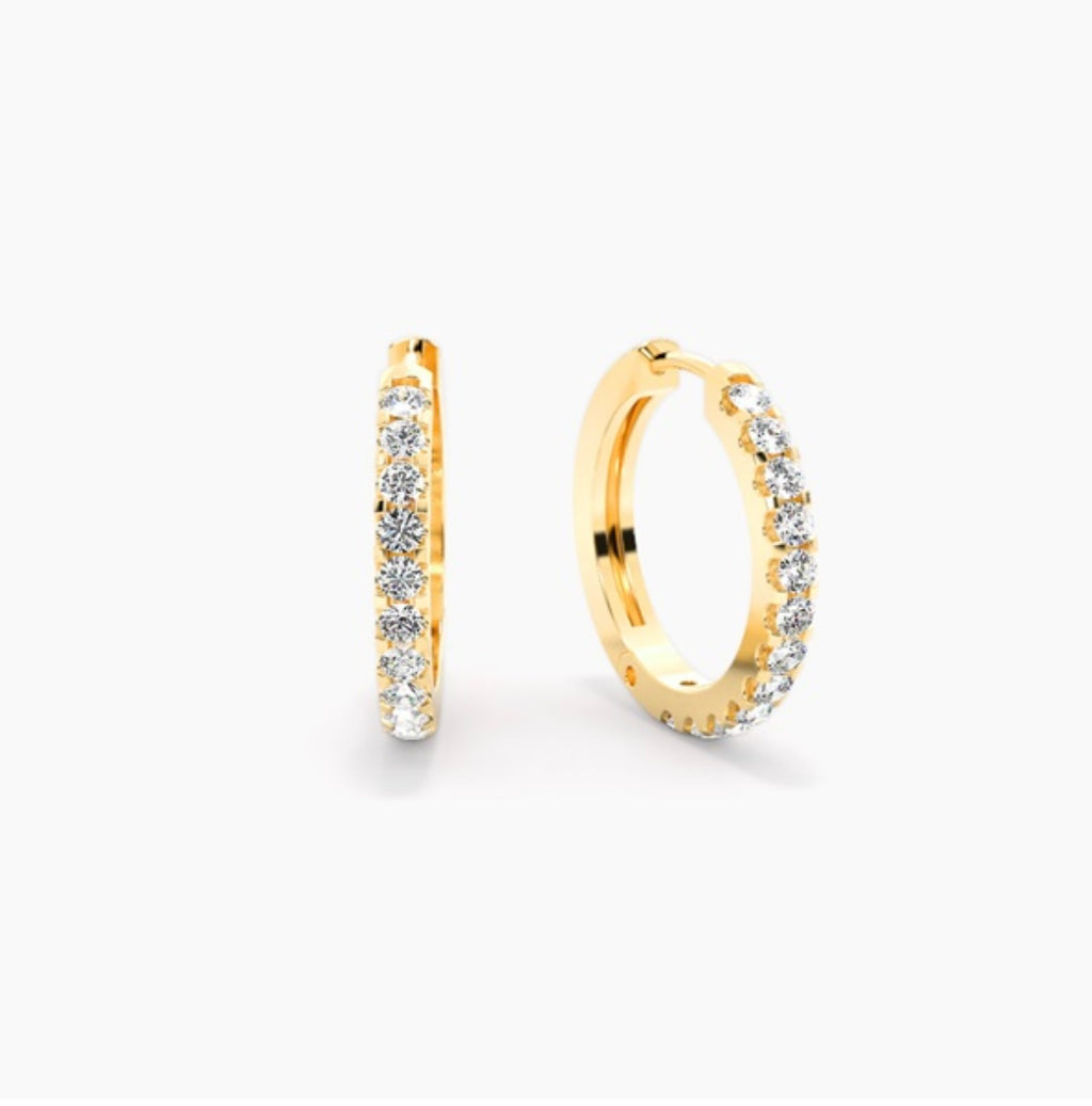 0.40ct Diamond Hoop Earrings – Pavé Set 10mm Diameter