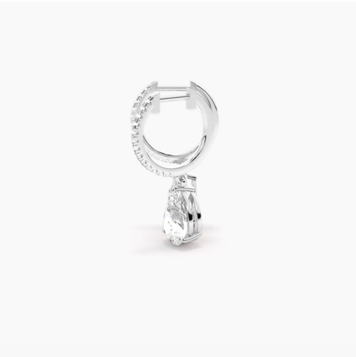 1.40ct Diamond Drop Hoop Earrings – Pavé Set with Certified Pear cut Centre Stones